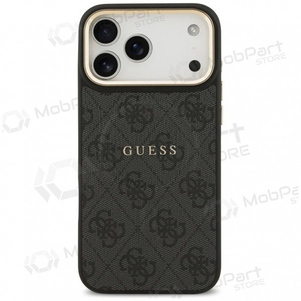 Apple iPhone 17 Pro obal - Guess PU Leather 4G Gold Frame MagSafe (černý)
