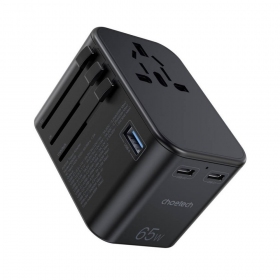 Univerzální kelioninis nabíječka Choetech PD5009 65W 2xUSB-C/USB-A černá