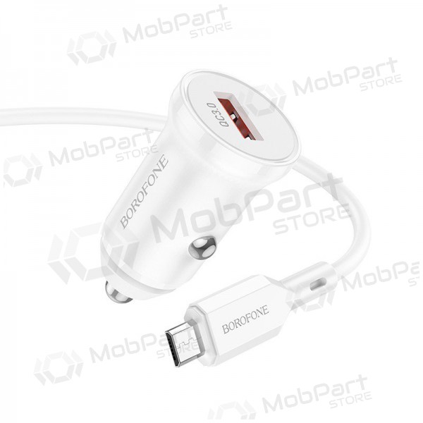 Nabíječka automobilinis Borofone BZ18 Quick Charge 3.0 18W + MicroUSB (bílý)