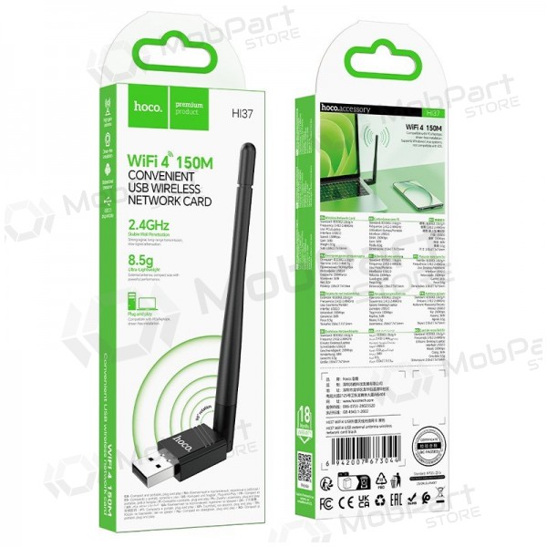 USB Wi-Fi adaptér Hoco HI37 USB Wi-Fi 4 černý