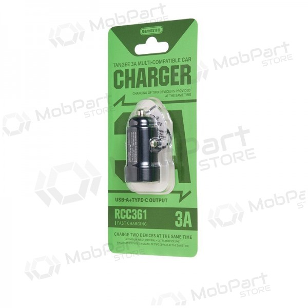 Nabíječka do auta Remax RCC361 15W USB-C/USB-A černá