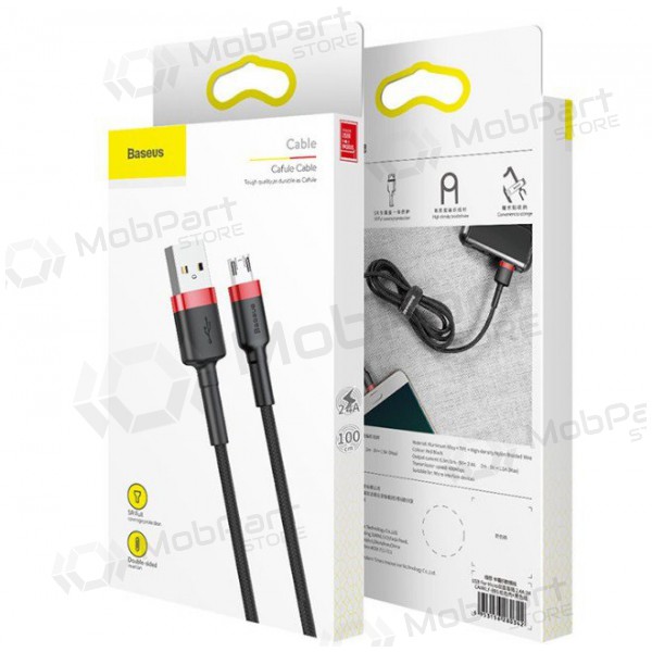 USB kabel Baseus Cafule microUSB 2.0m 1.5A (šedá-černá) CAMKLF-CG1