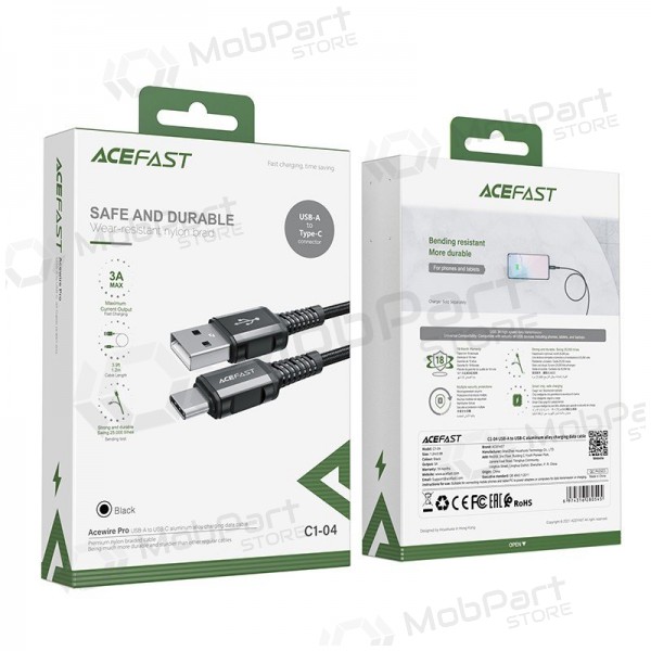 USB kabel Acefast C1-04 USB-A to USB-C 1.2m černá