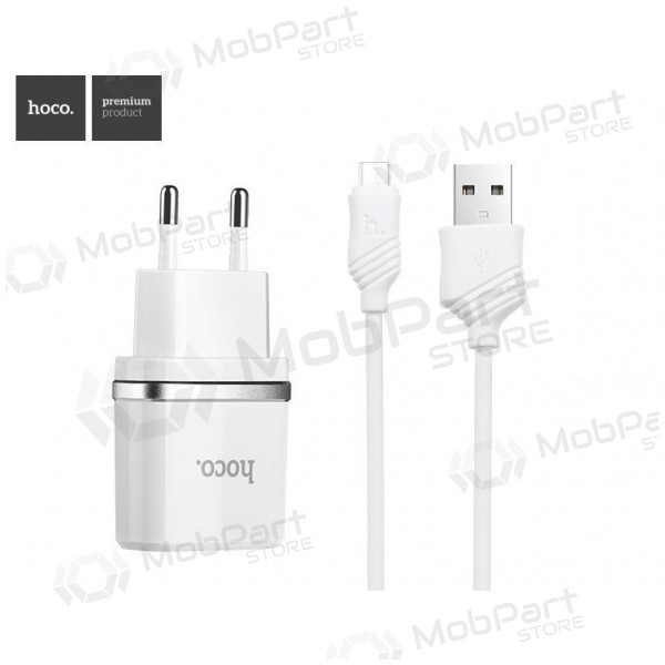 Nabíječka HOCO C12 Smart Dual USB + Lightning kabel (5V 2.4A) (bílý)