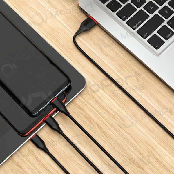 USB kabel Borofone BX17 3in1 microUSB-Lightning-Type-C 1.0m (černá)