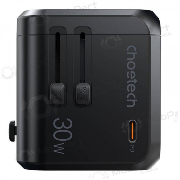 Univerzální kelioninis nabíječka Choetech PD5008 30W USB-C/3xUSB-A černá