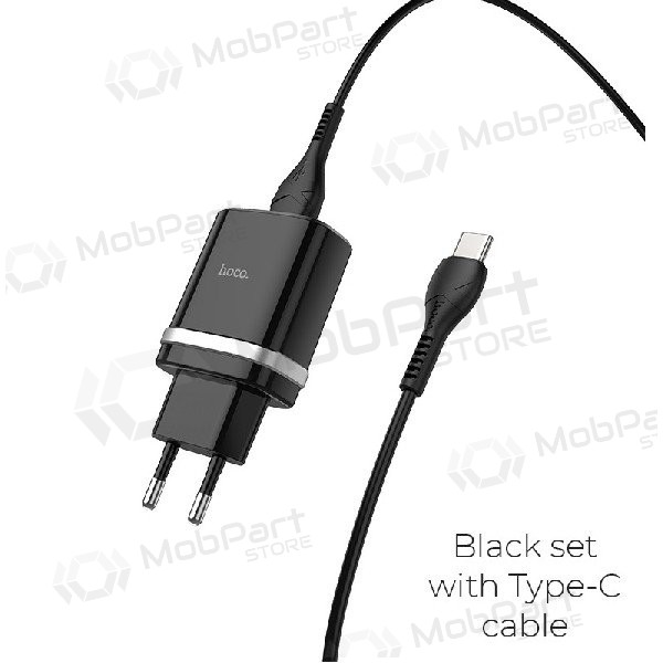 Nabíječka HOCO C12Q Smart USB + type-C kabel (QC3.0) (černá)