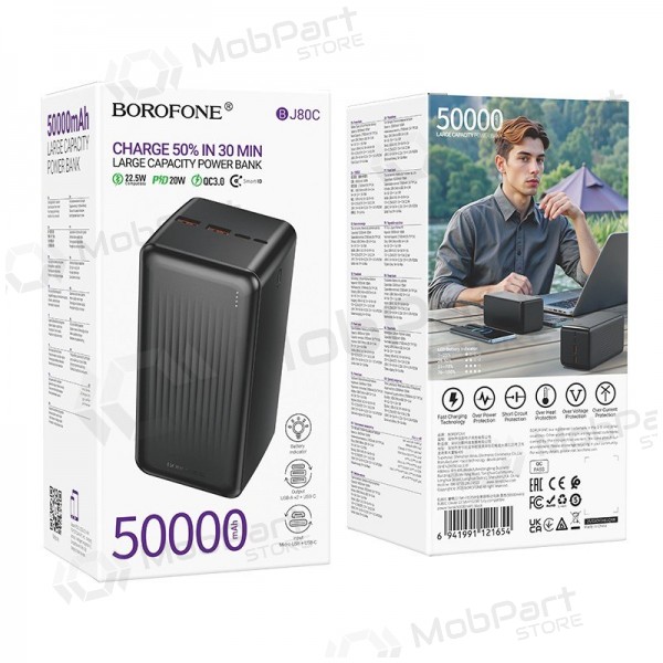 Externí baterie Power Bank Borofone BJ80C 22.5W 50000mAh černá