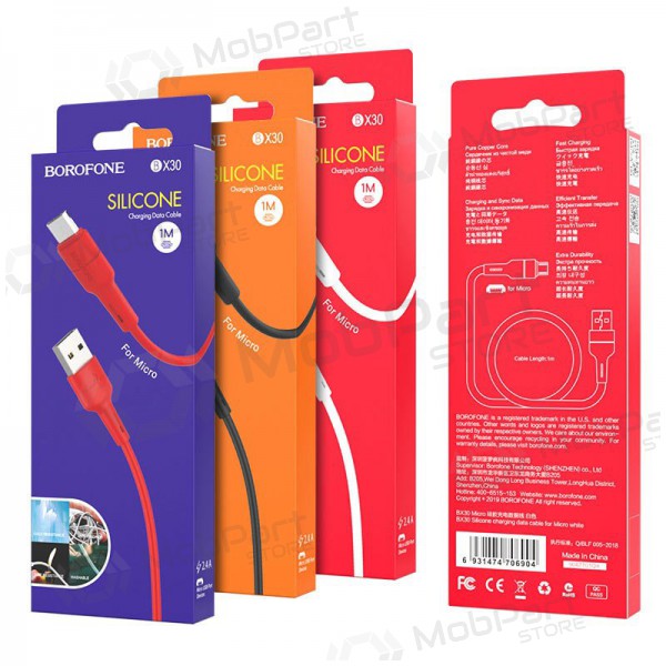 USB kabel Borofone BX30 microUSB 1.0m (černá)