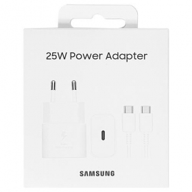Nabíječka originál Samsung EP-T2510XWEGEU 25W + USB-C kabel v balíčku bílý