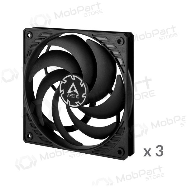 ARCTIC P12 Slim PWM PST korpuso ventiliatoriai, 4-pin, 120mm, juodi, 3 ks.