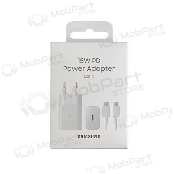 Nabíječka originál Samsung EP-T1510XWEGEU 15W + kabel Type-C 1m v balíčku bílý