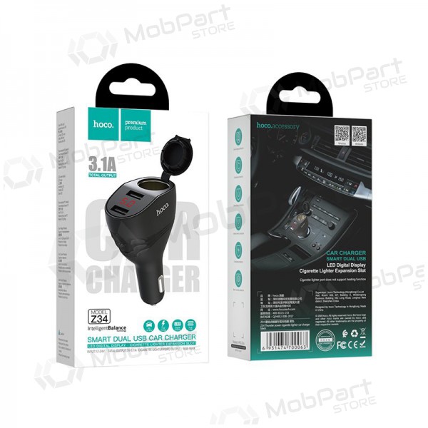 Nabíječka automobilinis Hoco Z34 x 2 USB (3.1A) (černá)