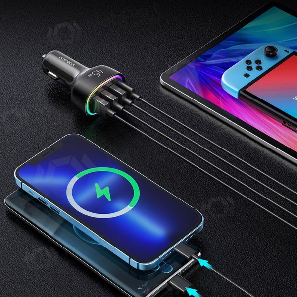 Nabíječka automobilinis Joyroom JR-CL09 LED 4xUSB (PD, QC) 45W (černá)