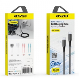 USB kabel Awei CL-182C USB-C to USB-C 1.0m bílý