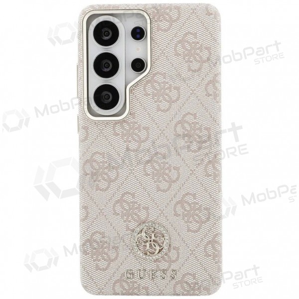 Obal pro Samsung Galaxy S26 Ultra - Guess PU Leather 4G Strass Logo Gold Frame Magnetic (růžový)