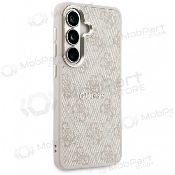 Samsung Galaxy S26 obal - Guess PU Leather 4G Gold Frame Magnetic (růžový)