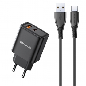 Nabíječka telefonu Awei PD81T-EU 22.5 W USB-C + USB-A PD černá