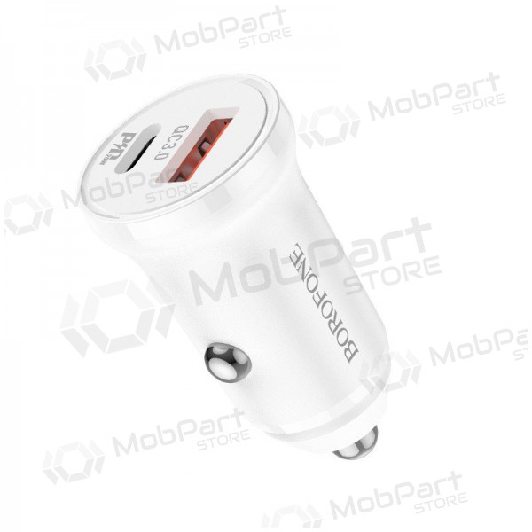 Nabíječka automobilinis Borofone BZ18A USB-A/Type-C PD20W+QC3.0 (bílý)