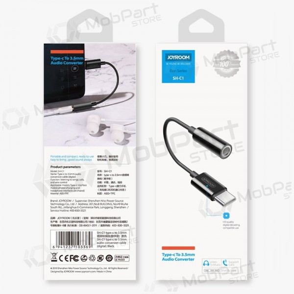 Audio adaptér Joyroom SH-C1 USB-C na 3.5 mm černý