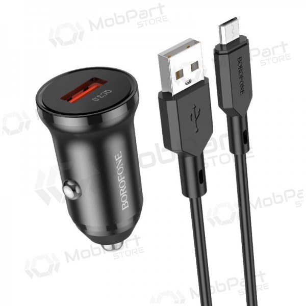 Nabíječka automobilinis Borofone BZ18 Quick Charge 3.0 18W + MicroUSB (černá)
