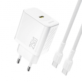 Nabíječka Dudao A27C GaN 25W USB-C + USB-C na USB-C kabel 1.0m bílá