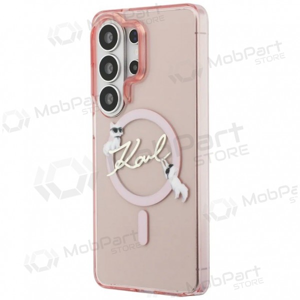 Samsung Galaxy S26 Ultra obal - Karl Lagerfeld IML Choupette Karl Script Logo Magnetic (růžový)