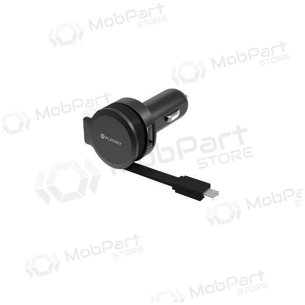 Nabíječka do auta Platinet MicroUsb (1xUSB 2.4A) (černá)