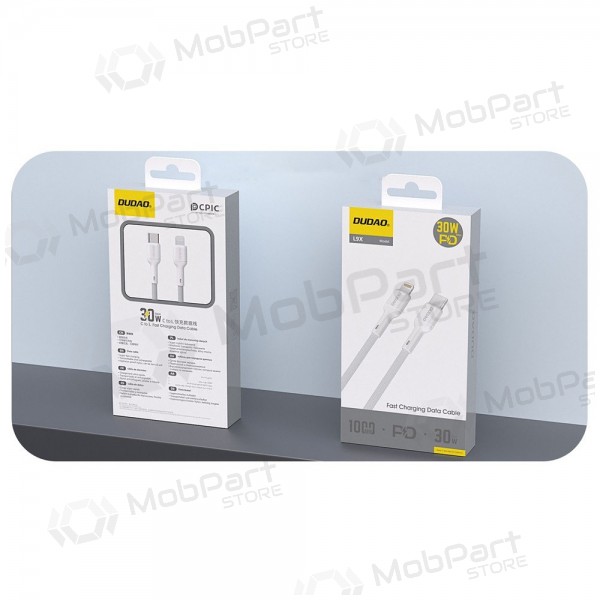 Lightning kabel Dudao L9X USB-C na Lightning 2 m 30 W bílý