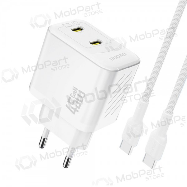 Nabíječka telefonu Dudao A28PC 45 W GaN 2x USB-C s kabelem USB-C 1 m bílá