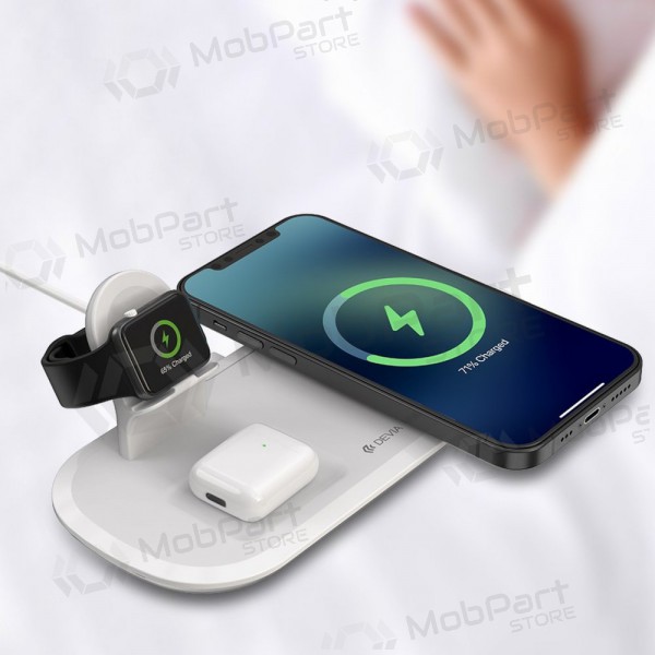Nabíječka bezdrátový Devia 3in1 Smart Phone, Apple Watch, Airpods (bílý)