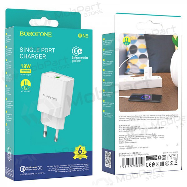 Nabíječka Borofone BN5 QC 3.0 18W (bílý)