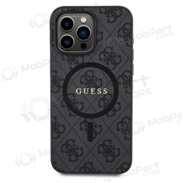 Obal Apple iPhone 15 Pro Max - Guess PU Leather 4G Colored Ring MagSafe (černý)