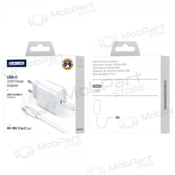 Nabíječka Jellico AK180 20W USB-C + USB-C to Lightning cable 1.0m bílý