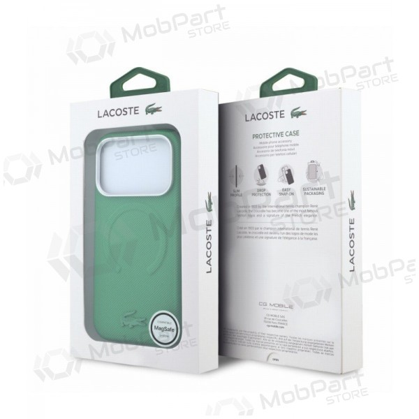 Apple iPhone 18 Pro obal - Lacoste PVC Petit Pique Semi Wrap Embossed MagSafe (zelený)