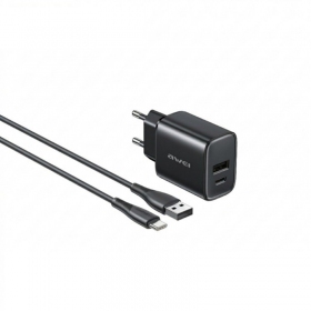 Nabíječka telefonu Awei PD85T-EU 22.5 W USB-C + USB-A s kabelem USB-C 1 m černá