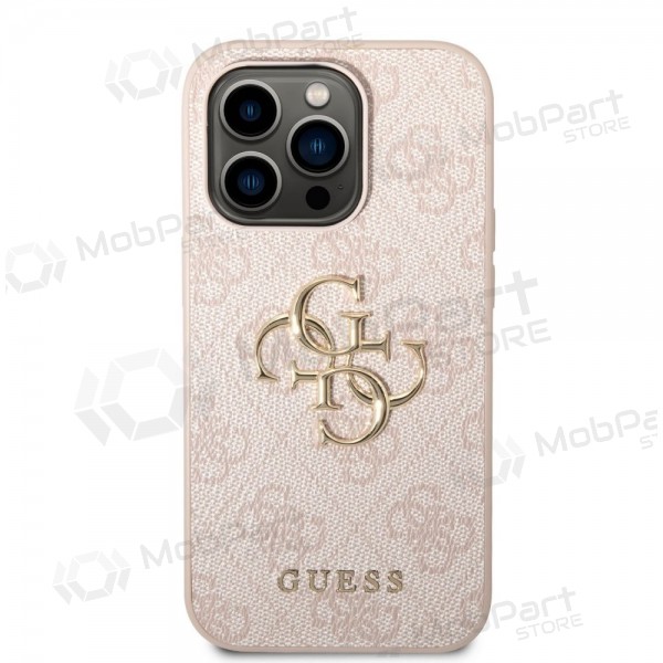 Obal na Apple iPhone 14 Pro Max - Guess PU 4G Metal Logo (růžový)