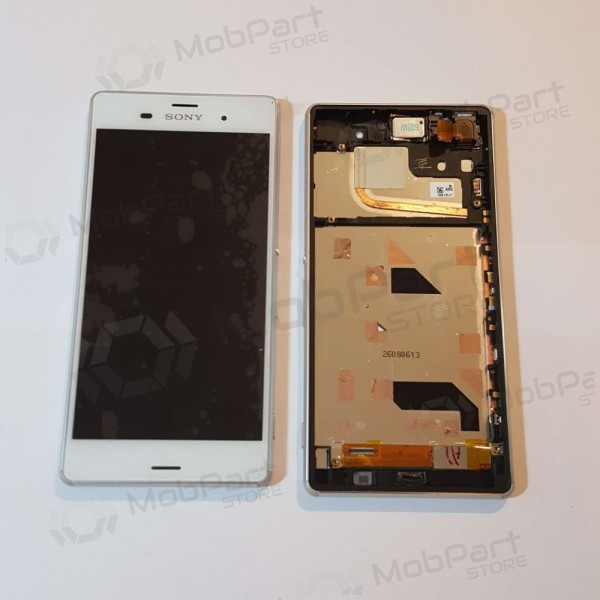 Sony D6603 Xperia Z3 displej (bílý) (s rámem) (použitý grade C, originál)
