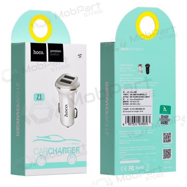 Nabíječka do auta HOCO Z1 Dual USB (5V 2.1A) (černá)