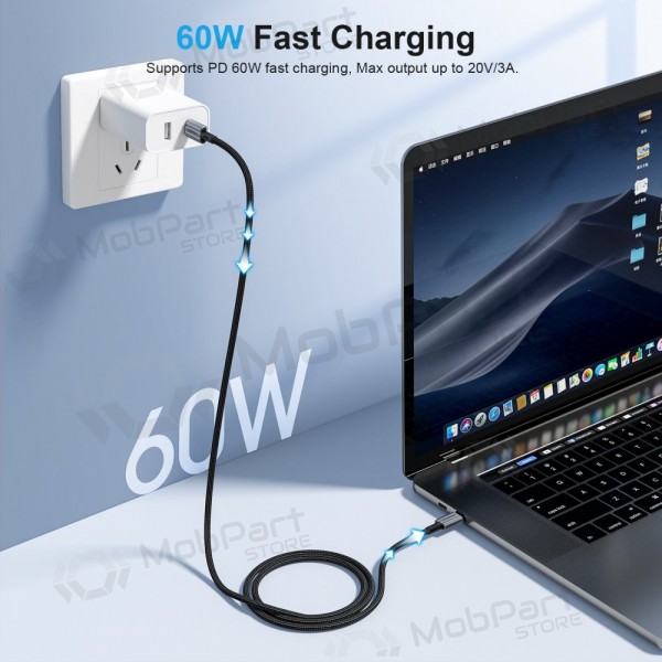 USB kabel Choetech XCC-1015 USB-C to USB-C PD60W 2.0m černá