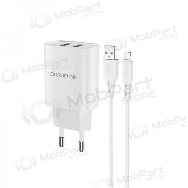Nabíječka Borofone BN2 2xUSB 2.1A + Lightning (bílý)