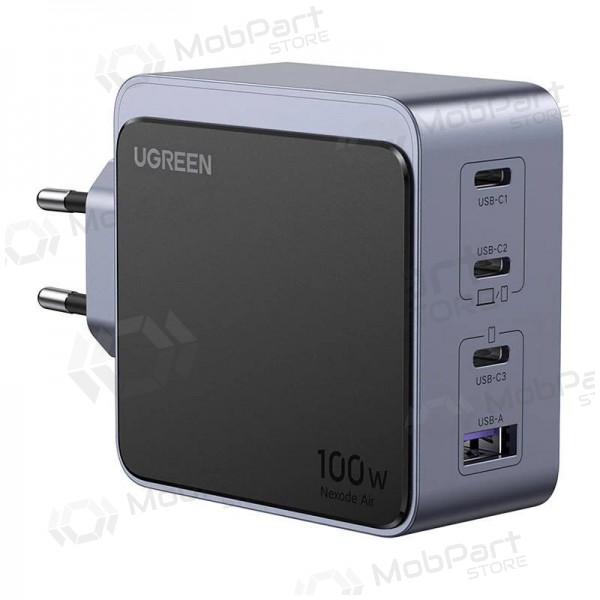 Síťová nabíječka Ugreen X565 100 W GaN 3x USB-C + USB-A šedá