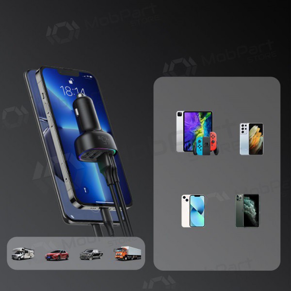 Nabíječka automobilinis Joyroom JR-CL09 LED 4xUSB (PD, QC) 45W (černá)