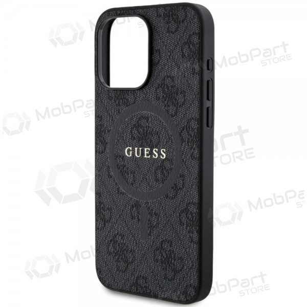 Obal Apple iPhone 15 Pro Max - Guess PU Leather 4G Colored Ring MagSafe (černý)