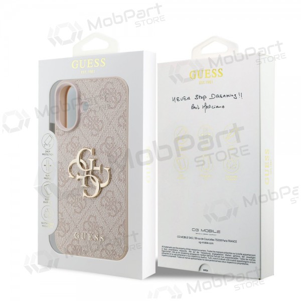 Obal na Apple iPhone 17 - Guess PU 4G Metal Logo (růžový)
