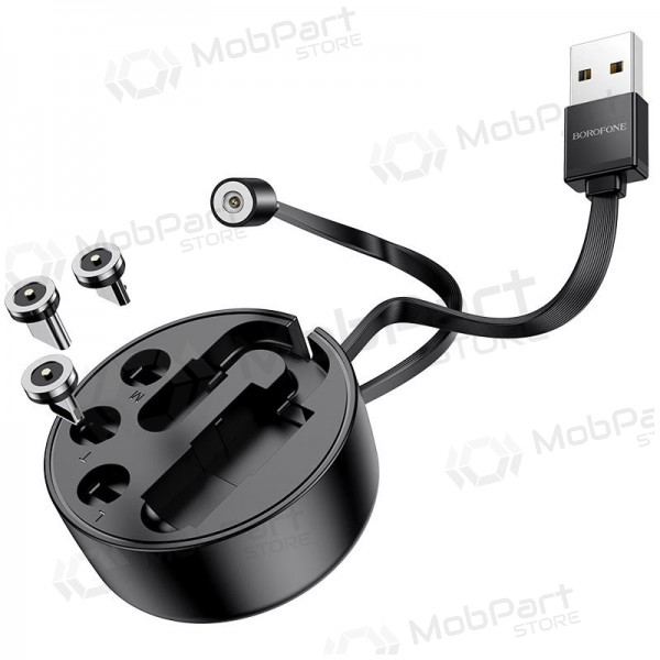 USB kabel Borofone BU26 3in1 microUSB-Lightning-Type-C magnetinic 1.0m (černá)