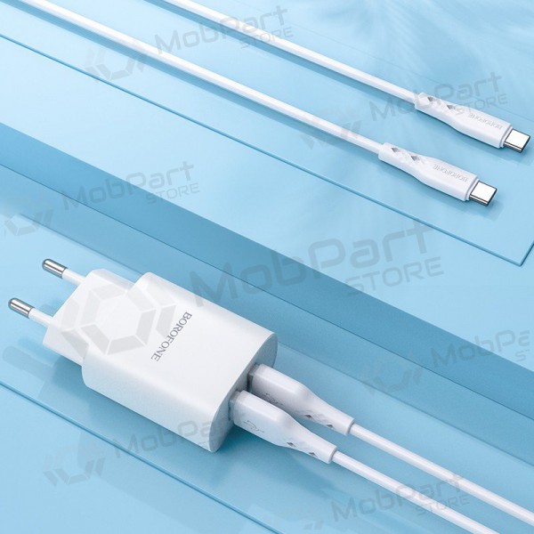 Nabíječka Borofone BN2 2xUSB 2.1A + USB Type-C (bílý)
