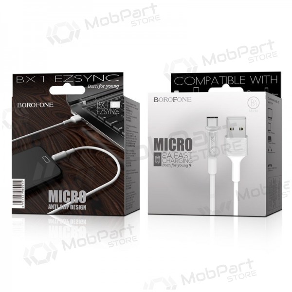 USB kabel Borofone BX1 microUSB 1.0m (bílý)