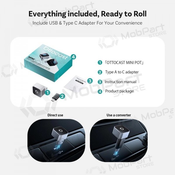 Bezdrátový adaptér CarPlay / Android Auto Ottocast Mini Cube CP88-T3 černý