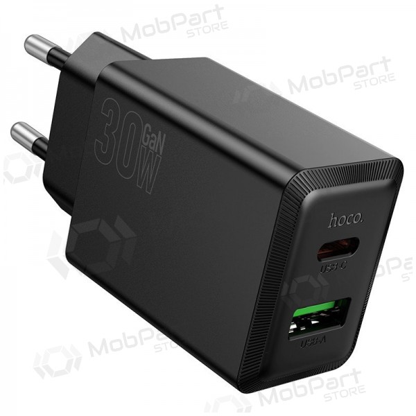 Nabíječka telefonu Hoco N71 30 W GaN USB-C + USB-A černá